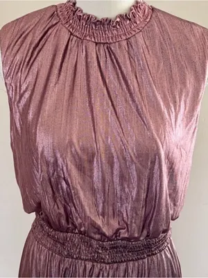 ModCloth Metallic Pink Mock Neck midi short Dress size 1X thumbnail 4