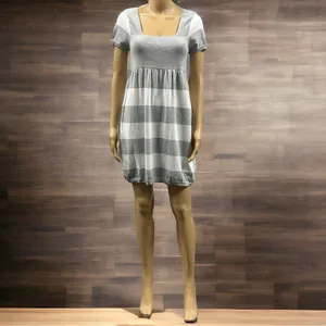 Pink Rose Premium Quality Grey White Striped Short Sleeve Knit Mini Dress Large thumbnail 2