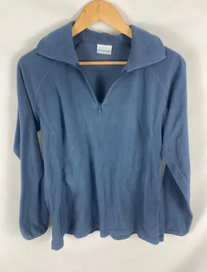 Columbia 1/4 Zip Blue Soft Fleece Sweater Size Large thumbnail 1