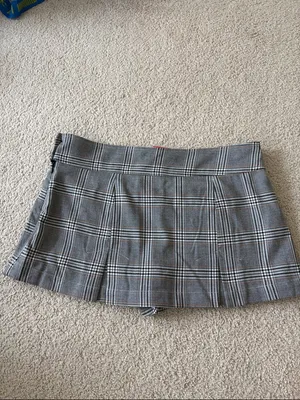 Urban Outfitters School Girl Plaid Gray Skort y2k patch pocket pleats thumbnail 8