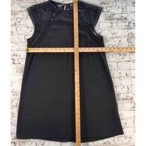 Zara Black Lace Trim Shift Dress Womens‎ Small Sleeveless Crochet Mini Dress thumbnail 4