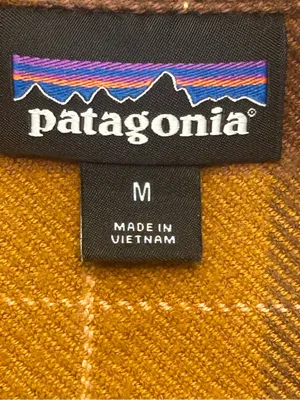 Patagonia Fjord Flannel Shirt Medium Brown Yellow Plaid Gorpcore Granola Girl M thumbnail 4
