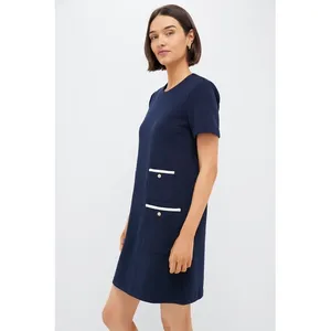 NWT Tuckernuck Francoise Dress Small Navy Knit Shift Old Money‎ Preppy Classic thumbnail 4
