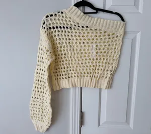 Anthropologie Maeve One-Shoulder Crochet Layer/ Sweater, One Size thumbnail 7