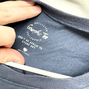 Y2K‎ Hollister Top Women Large Graphic Tee Navy Printed Long Sleeve Stripe Cuff thumbnail 3