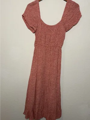 Abercrombie & Fitch XXS Rust Spotted Midi Dress Cottagecore Boho Prairie thumbnail 3