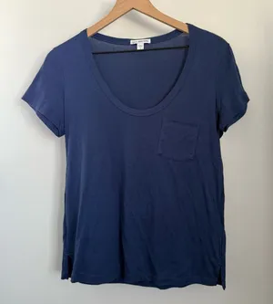 James Perse 1‎ Small Scoop Neck Short Sleeve Pocket Tee Royal Blue Relaxed thumbnail 1