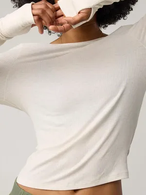 Aerie Thumbs Up Ribbed Scoop Back T-Shirt thumbnail 3