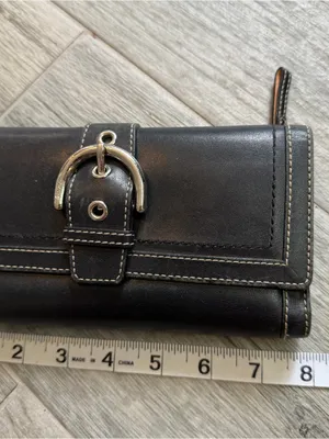 Y2K Coach Wallet Black Leather Soho Hampton Trifold Large Buckle thumbnail 12