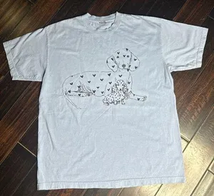 Crewneck short sleeve T-shirt 100% cotton, dog & pup California Boho adorable thumbnail 1