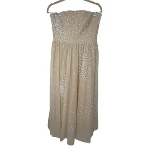 BHLDN Anthropologie Strapless Embellished Floral Fit & Flare Midi Dress Blush M thumbnail 3