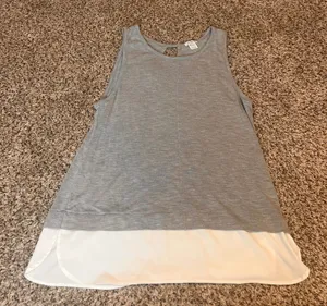 J.Crew Women's Gray Tank Top Sleeveless Blouse White Trim Casual‎ Summer Medium thumbnail 1