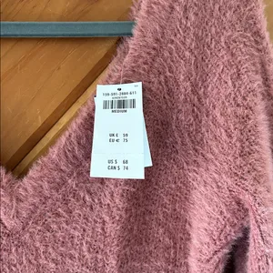 Abercrombie & Fitch V-Back Fuzzy Sweater Dress in dusty pink NWT thumbnail 5