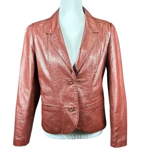 Vintage 70s Genuine Leather Burgundy Jacket thumbnail 1