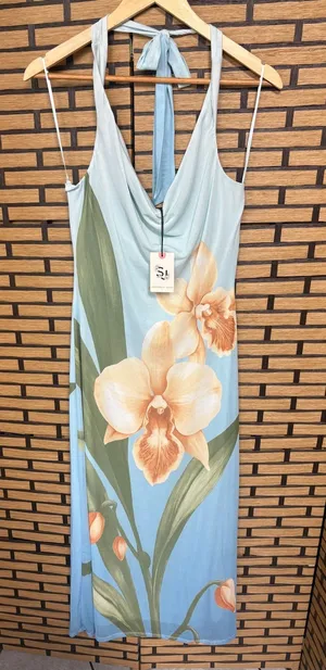 Sincerely Jules blue floral mesh halter dress size large thumbnail 1