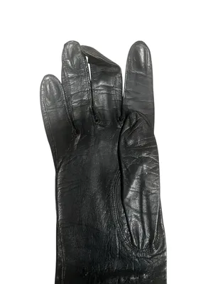 Aris Kasanova Vintage Black Leather Opera Gloves Formal Costume USA 6 1/4 thumbnail 5