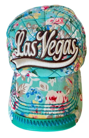 Robin Ruth Las Vegas Snapback Hat Teal Turquoise Quilted Floral Baseball Cap thumbnail 1