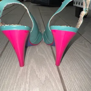 Poetic Licence Spring Blooms Basil Green Leaf Slingback Heels Size 10 thumbnail 3