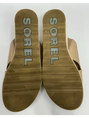 Sorel Cameron Flatform Slide Sandal Women 8.5 Beige Leather Criss Cross Platform thumbnail 9