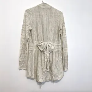 FREE PEOPLE FP Take a Bow Cardigan Oatmeal Cream Fringe Bow Detail Boho Sweater thumbnail 11