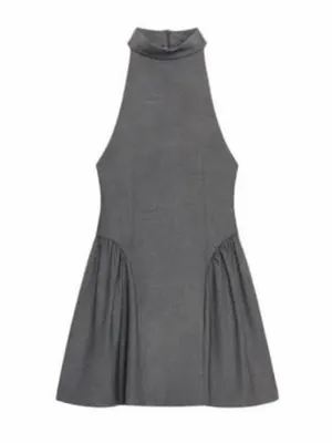 Zara Charcoal Halter Fit and Flare Mini Dress thumbnail 3
