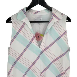 Petit Peony Kate Caftan Women's Plaid Collared Sleeveless Dress Multicolor Large thumbnail 4