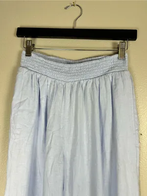 aerie Light Blue Wide-Leg Linen Blend Lounge Pants Coastal Vacation thumbnail 5