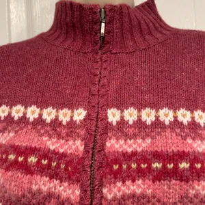 VTG L L Bean Wool Fair Isle Nordic Ski Full Zip Cardigan Sweater L‎ rustic cozy thumbnail 5