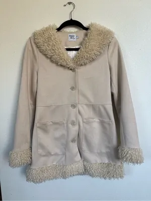 Princess Polly Y2K Penny Lane Faux Shearling Cream Coat Size 2 thumbnail 2