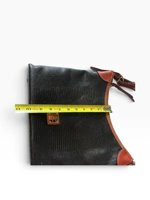 Dooney & Bourke black lizard embossed with rich brown leather hobo bag purse thumbnail 5