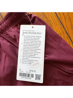 Lululemon Swiftly Mid-Rise Short 3” Burgundy Bay Size 6 NWT thumbnail 3