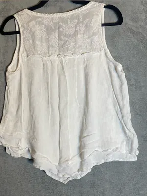Democracy lace detail short sleeve flowy cottage top size medium hippie festival thumbnail 8
