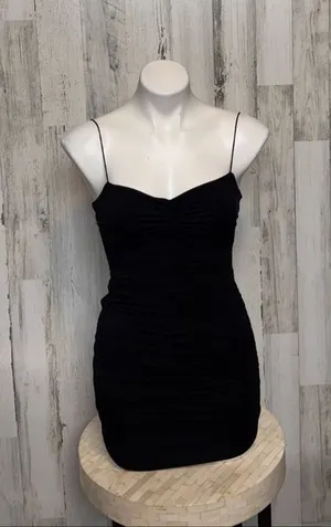 Windsor Black Ruched Mini Dress – Size M thumbnail 1