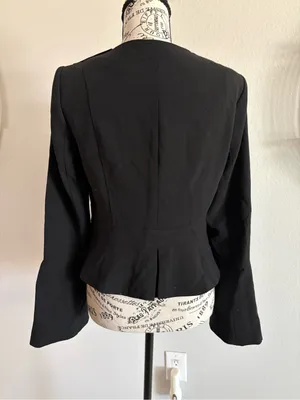 Women’s Black Peplum Military-Style Jacket thumbnail 3