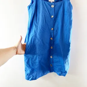 SNDYS Shelley Button Up Square Neck Mini Dress Blue XS thumbnail 6