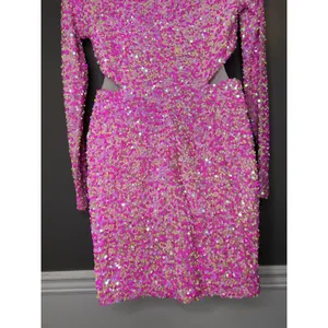 Petal + Pup Dress Womens Medium Pink Sequin Cutout V Neck Bodycon Mini Party thumbnail 7
