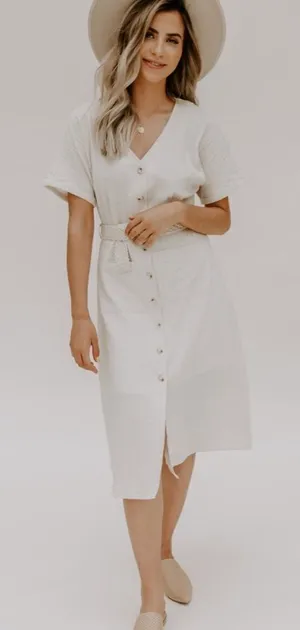 ✨HP✨Bridget Belted Dress✨ White Size L thumbnail 1