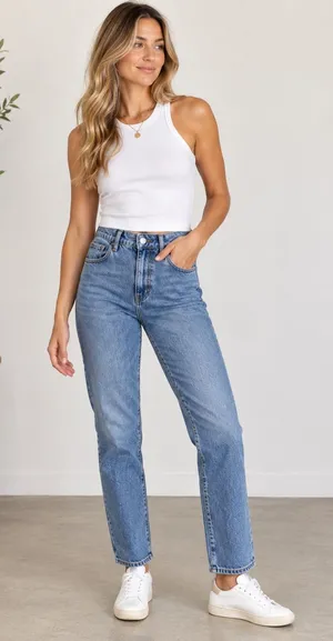 PacSun High Rise Straight Leg Mom Jeans Medium Wash Size 25 thumbnail 1