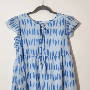 J. Marie Blue Print Ruffle Sleeve Tiered Mini Dress Size Medium NWT thumbnail 2