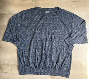EUC Free People WE THE FREE black gray heathered oversized sweater size L thumbnail 1