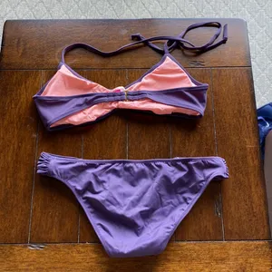 Victoria’s Secret purple ruched halter bikini top lightly padded and bottom thumbnail 3