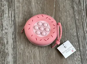 NWT Water Bottle Pouch In Pink w Fidget Poppers Zips Shut thumbnail 4