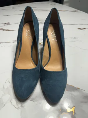 Franco Sarto Blue Suede Block Heel Pumps thumbnail 5