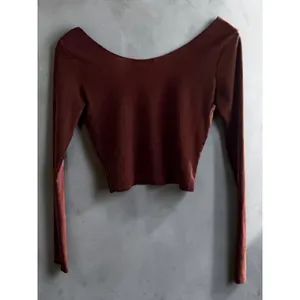 Sadie & Sage Brown Ribbed Long Sleeve‎ Crop Top Small thumbnail 2