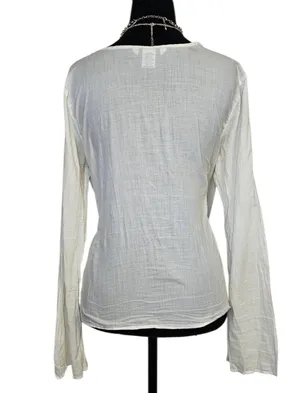 Vintage Y2K Abercrombie and fitch linen boho embroidered tunic L white thumbnail 3
