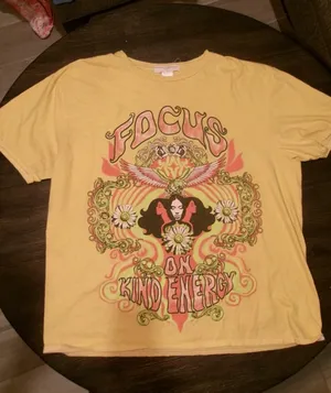Urban Outfitters Yellow Graphic 'Focus On Kind Energy' Short Sleeve Tee thumbnail 1