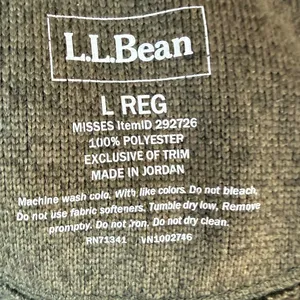 LL Bean Fleece Green Pocket High Snap Collar Pullover Sz L‎ Size L thumbnail 7