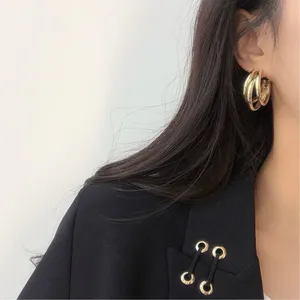 Chunky Open Gold Hoop Earrings for Women thumbnail 3