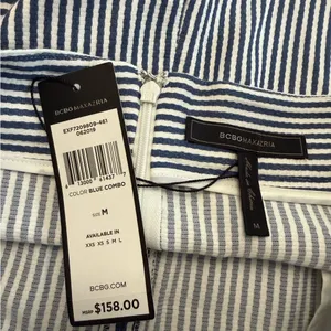 NWT BCBGMaxazria High Waisted Blue‎ & White Striped Shorts Size Medium thumbnail 5