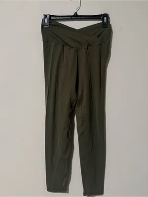 Aerie 7/8 Crossover Legging Large in Olive Green thumbnail 2